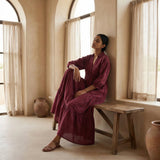 Mulberry Handspun Cotton Deep-V Maxi Tier Dress