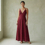 Mulberry Handspun Cotton Deep V-Neck Cami Maxi Dress