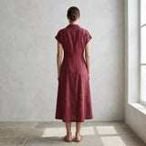 Mulberry Handspun Cotton Paneled A-Line Midi Dress