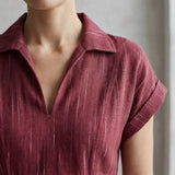 Mulberry Handspun Cotton Paneled A-Line Midi Dress