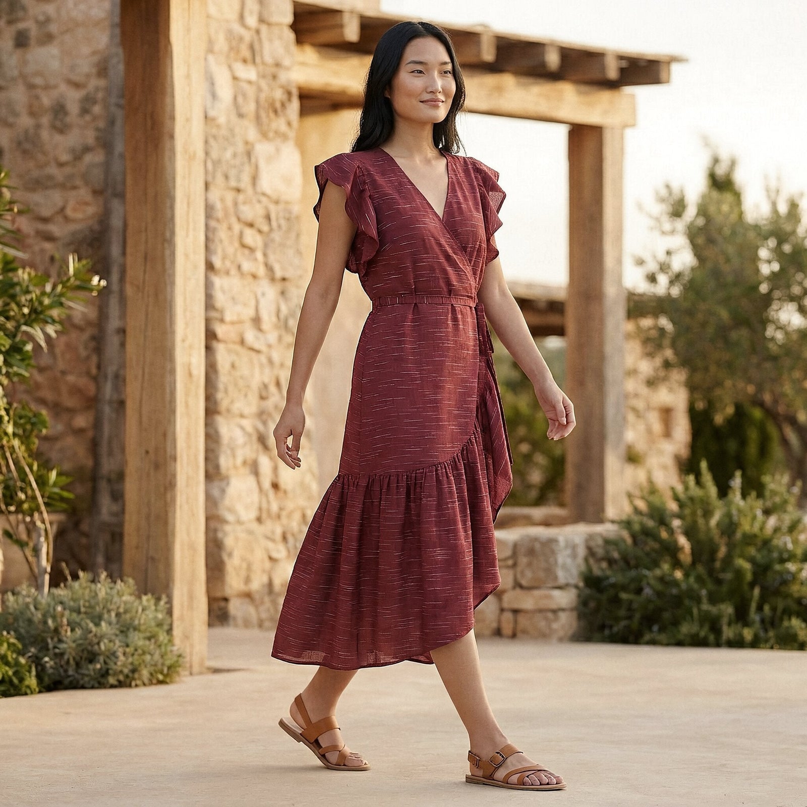 cotton frill dress Mulberry Handspun Ruffle Midi Wrap 66