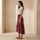 Mulberry Handspun Cotton Ruffle Midi Wrap Skirt