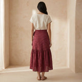 Mulberry Handspun Cotton Ruffle Midi Wrap Skirt