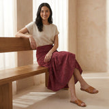 Mulberry Handspun Cotton Ruffle Midi Wrap Skirt