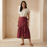 Mulberry Handspun Cotton Ruffle Midi Wrap Skirt