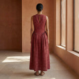Mulberry Handspun Cotton Sleeveless Paneled Maxi Dress
