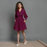 Front View of a Model wearing Mulberry Handspun Cotton Comfy Skater Dress