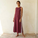 Mulberry Handspun Cotton Wavy Stripe Maxi Shift Dress