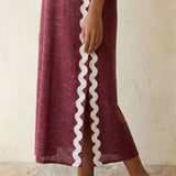 Mulberry Handspun Cotton Wavy Stripe Maxi Shift Dress