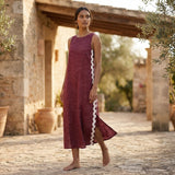 Mulberry Handspun Cotton Wavy Stripe Maxi Shift Dress