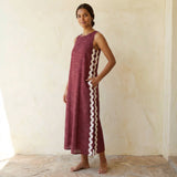 Mulberry Handspun Cotton Wavy Stripe Maxi Shift Dress