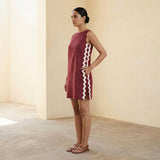 Mulberry Handspun Cotton Wavy Stripe Short Shift Dress
