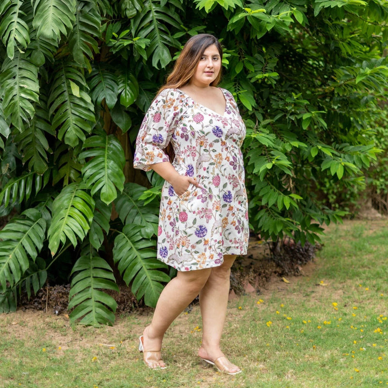 Buy Multicolor Floral Block Print Cotton A-Line Knee Length Wrap Dress Online at SeamsFriendly Buy Multicolor Floral Block Print Cotton A-Line Knee Length Wrap Dress Online at SeamsFriendly