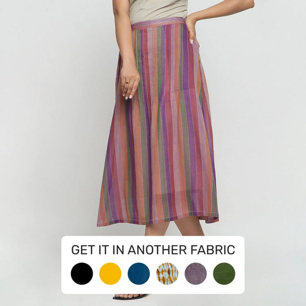 Left View of a Model wearing Breezy Multicolor A-Line Skirt