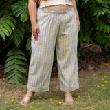 Multicolor Striped Handspun Cotton High-Rise Elasticated Straight Pant