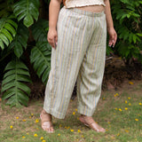 Multicolor Striped Handspun Cotton High-Rise Elasticated Straight Pant