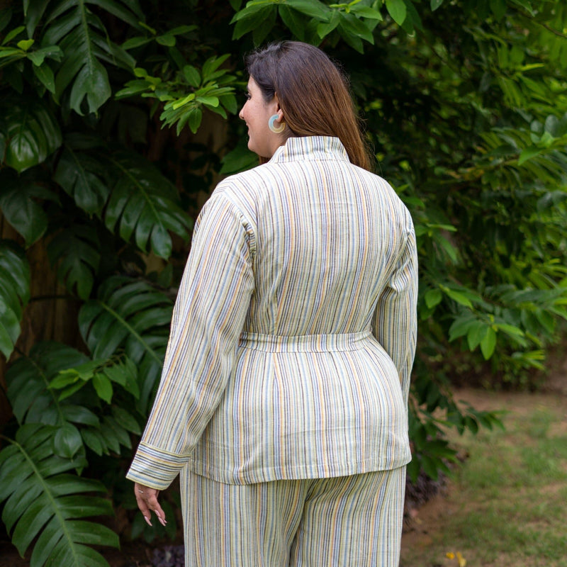 Multicolor Striped Handspun Cotton Wrap Top