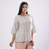 Front View of a Model wearing Raglan Sleeves Handspun Tunic Top