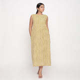 Front View of a Model wearing Bagru Block Print Sleeveless Maxi Dress