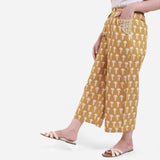 Left View of a Model wearing Bagru Block Print Wide Legged Culotte