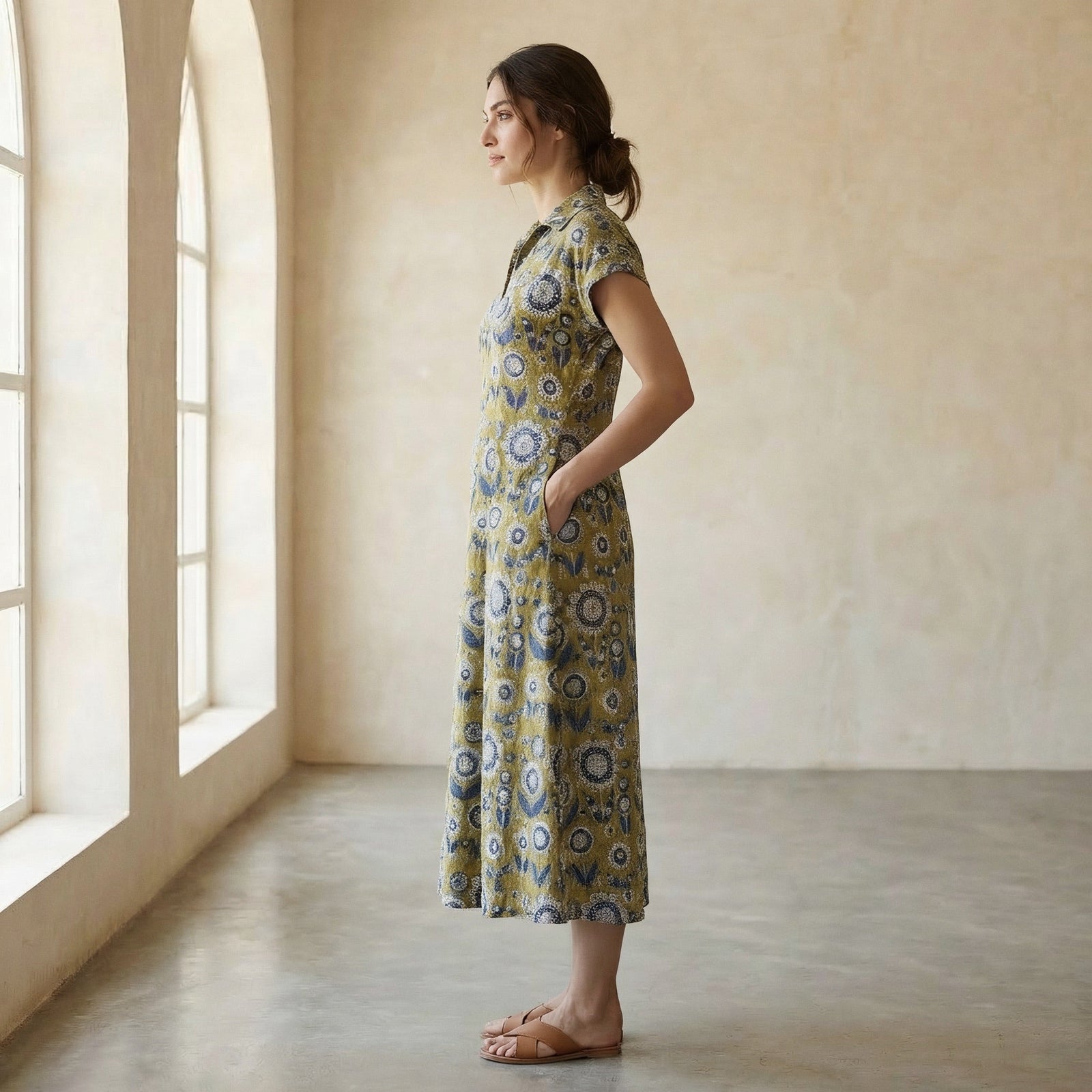 floral printed a line dress Lady Black Tie - A1347 - Short Sequin Floral Print A-line Dress - Andrea & Leo main image 1