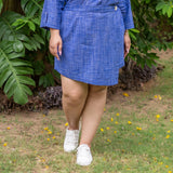 Navy Blue Checks Cotton Shirt and High-Rise Skort Co-ord Set