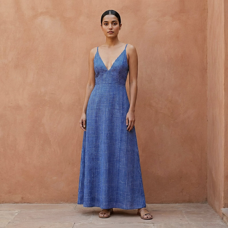 blue cami maxi dress Later Days Cami Strap Maxi Dress Paisley Blue