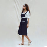 Navy Blue Cotton Flax Comfort Fit Apron