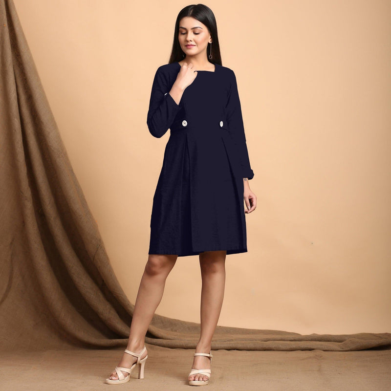 navy square neck mini dress Mavi Women's Square Neck Seamed Mini Dress In Navy Peony