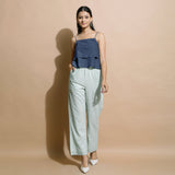 Navy Blue Cotton Linen Camisole Crop Top