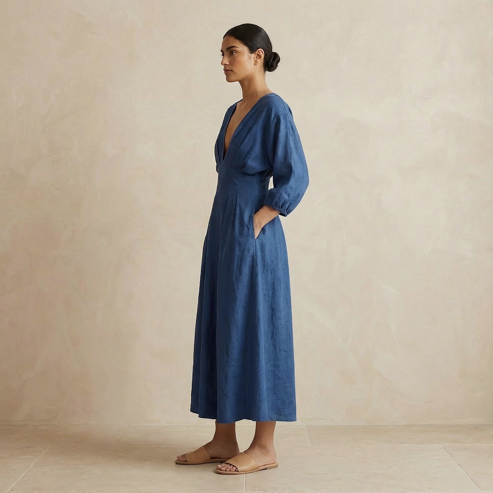 empire waist linen dress Whisper Maxi Olive / S A classic bohemian fall maxi dress featuring a flattering empire silhouette Linen Empire-Waist Maxi Dress |