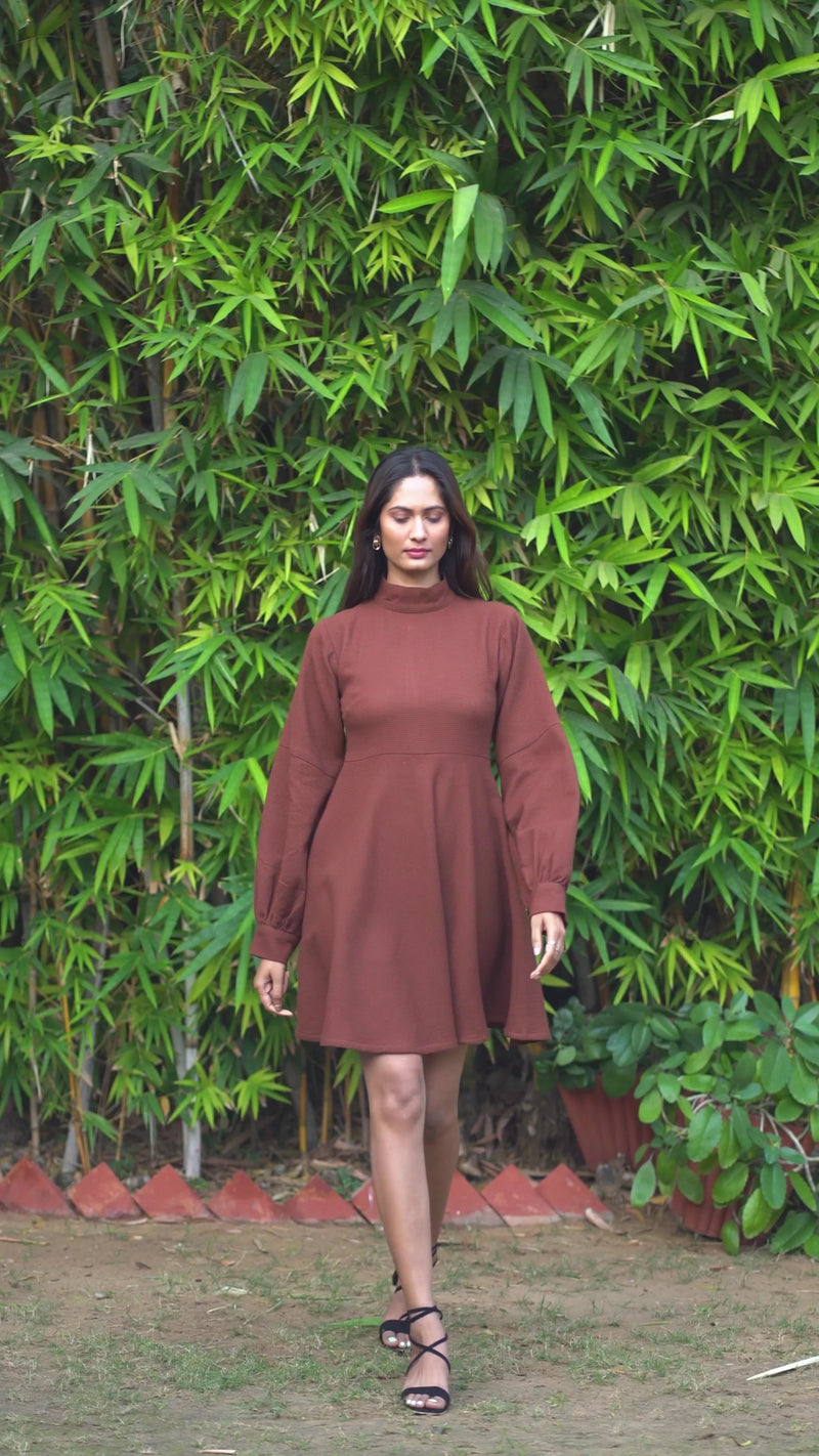Navy Blue Warm Cotton Waffle Fit and Flare Short Dress Custom Size (Free) / Regular (5'2" - 5'6") Navy Blue Warm Cotton Waffle Fit and Flare Short Dress Custom Size (Free) / Regular (5'2" - 5'6")