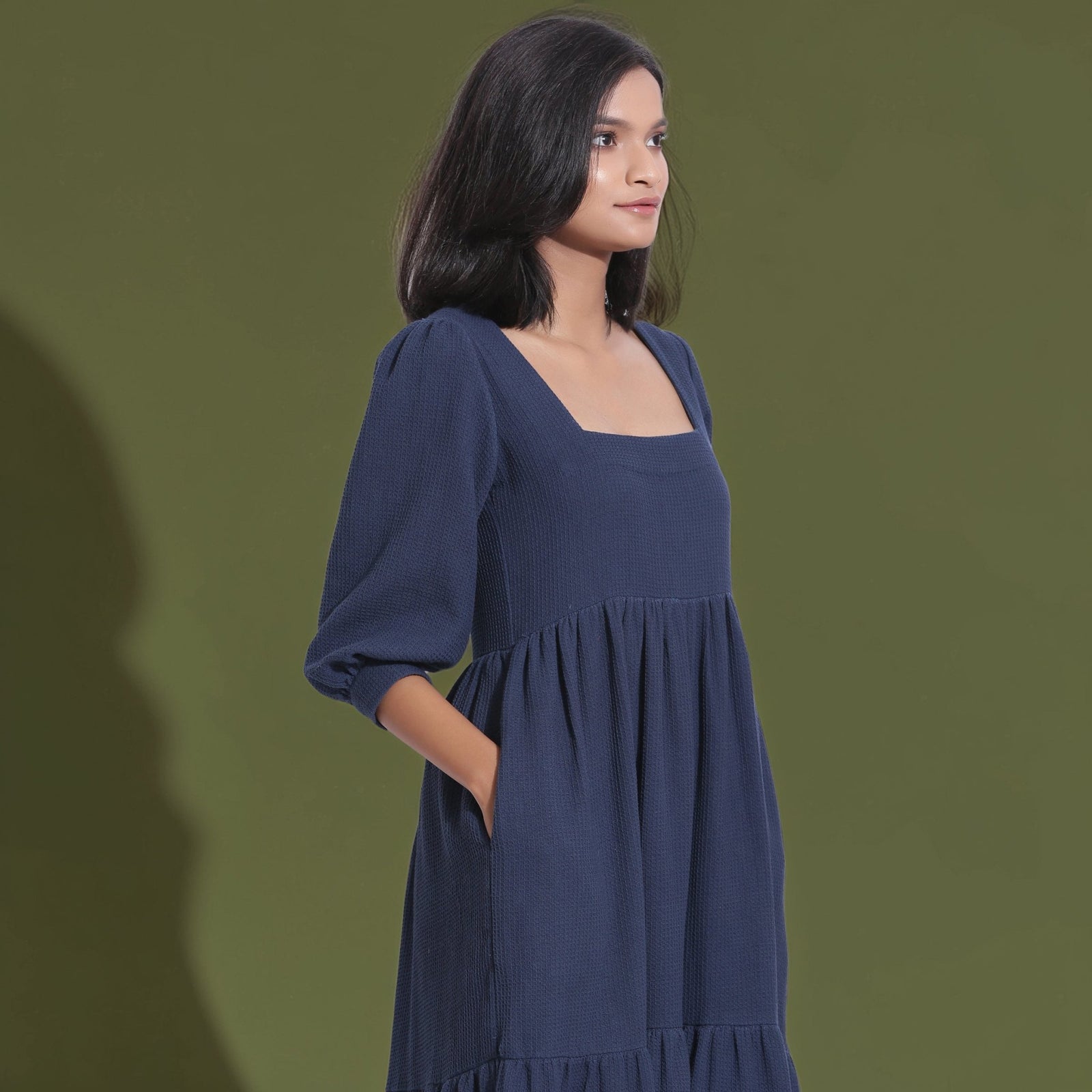 blue waffle dress Navy Warm Cotton Maxi Tier Size:US 6/UK 8/Europe 36 Indian Lehenga black mini dress spaghetti