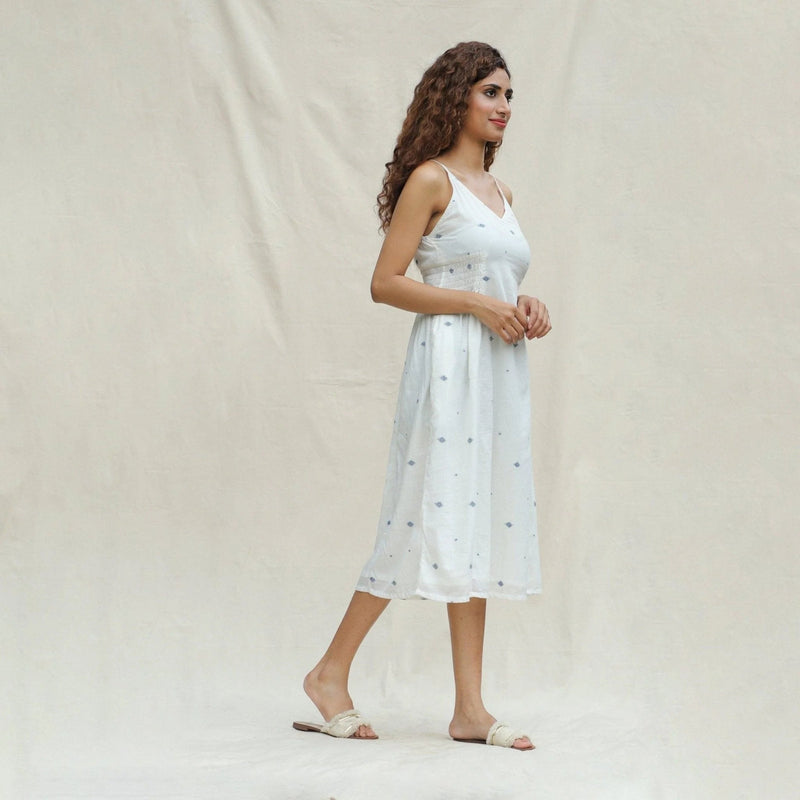 jamdani cotton dress Yellow Handwoven Khadi Cotton Jamdani Dress Design by ARTE-ALTER at Pernia's Pop Up Shop 2026