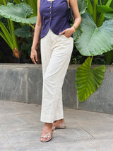 Off-White Cotton High-Rise Straight Leg Pant