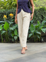 Off-White Cotton High-Rise Straight Leg Pant