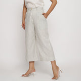 Left View of a Model wearing Striped Handspun Wide Legged Culottes