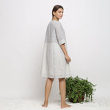 Back View of a Model wearing Handspun Cotton A-Line Shift Dress