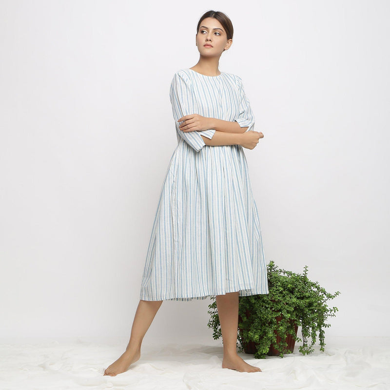 cotton muslin dress Long Sleeve - Mineral Blue Boho Maxi SoftnessMade with condensed combed long White Muslin Wrap Dress, Organic