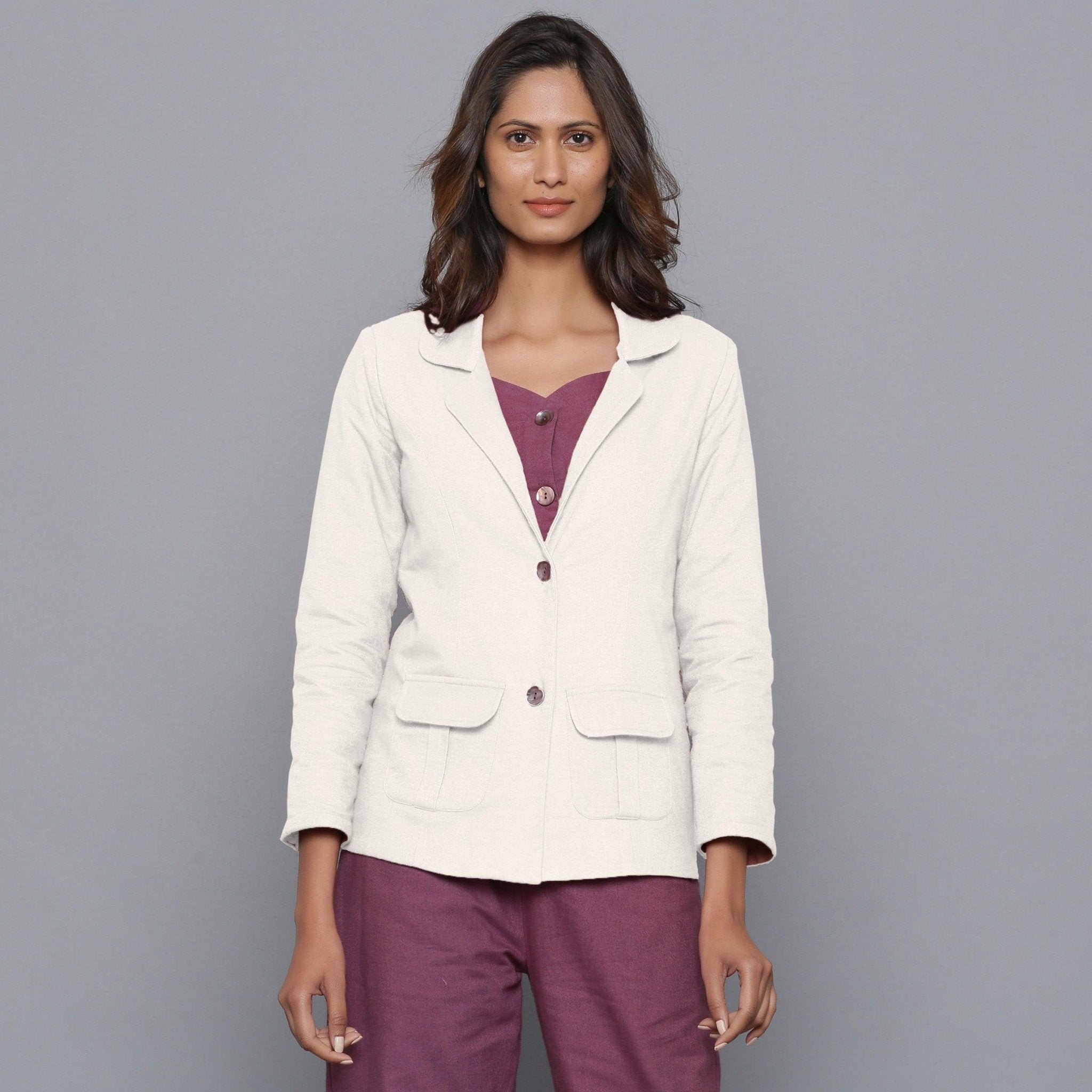Off-White Slim Fit Warm Cotton Flannel Blazer