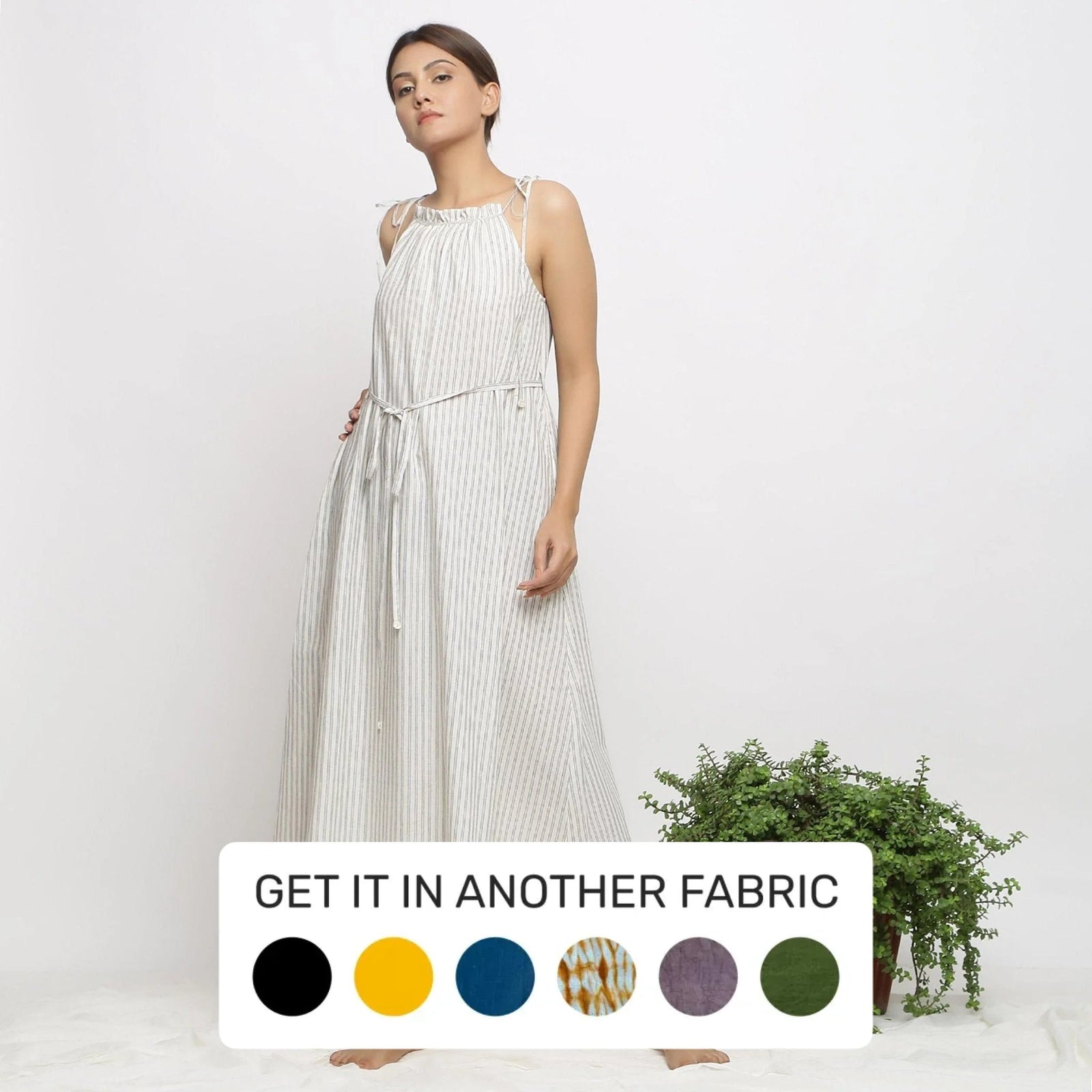 Buy Off-White Strappy Cotton Muslin Camisole Maxi Dress Online at
