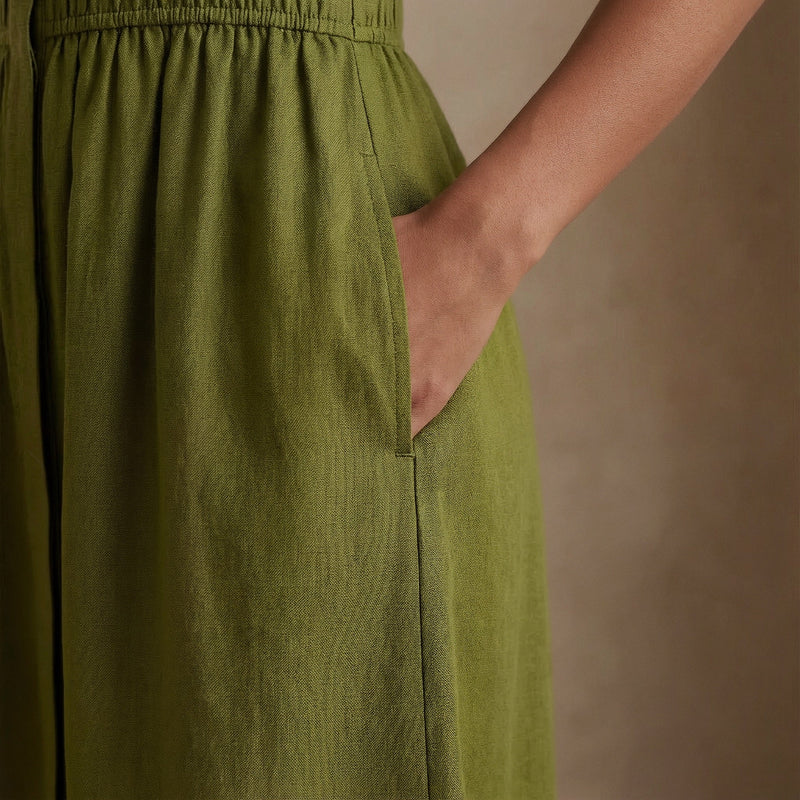 Olive Green 100% Cotton Button-Down Midi Shirt Dress Custom Size (Free) / Regular (5'2" - 5'6") Olive Green 100% Cotton Button-Down Midi Shirt Dress Custom Size (Free) / Regular (5'2" - 5'6")