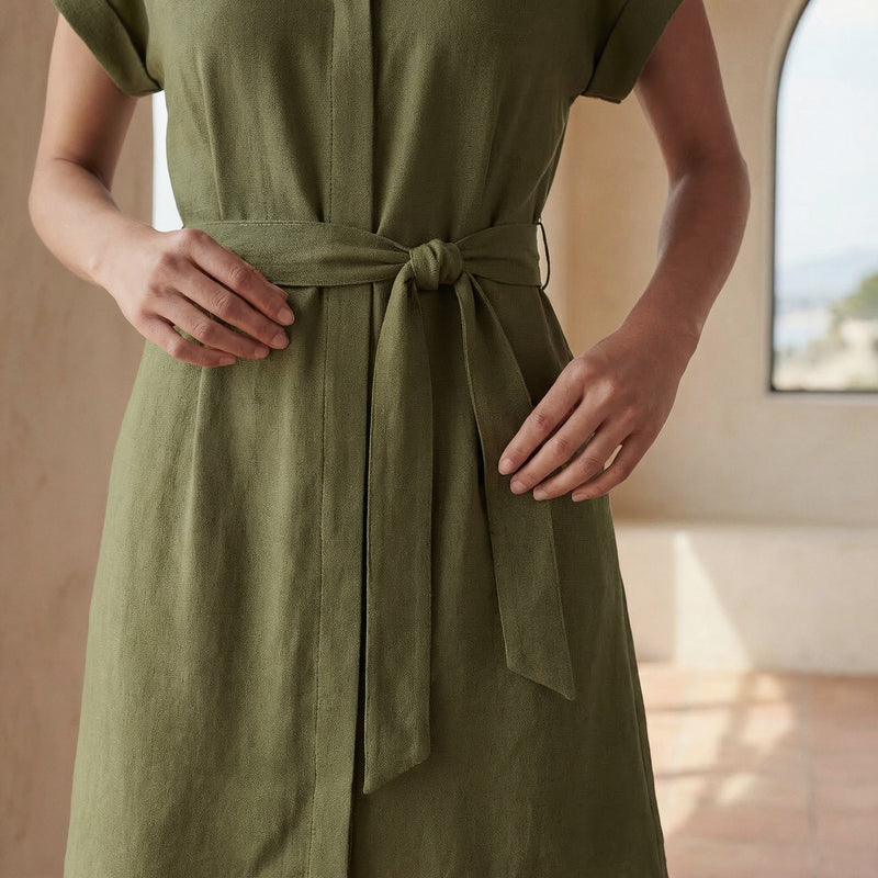 green emerald velvet dress Hyacinth House Olive Green Ruffle Collar Louisa Maxi Dress Olive Green / XL