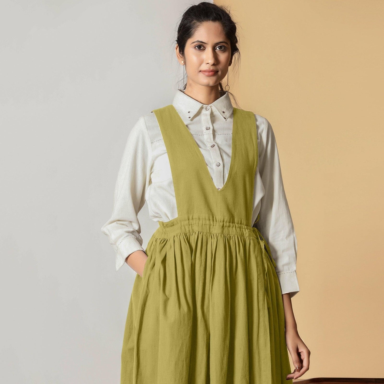 green check pinafore dress Tasha Large Check Relax Pinafore Dress, Green