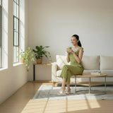 Olive Green Cotton Frilled Square Neck Midi Jumpsuit