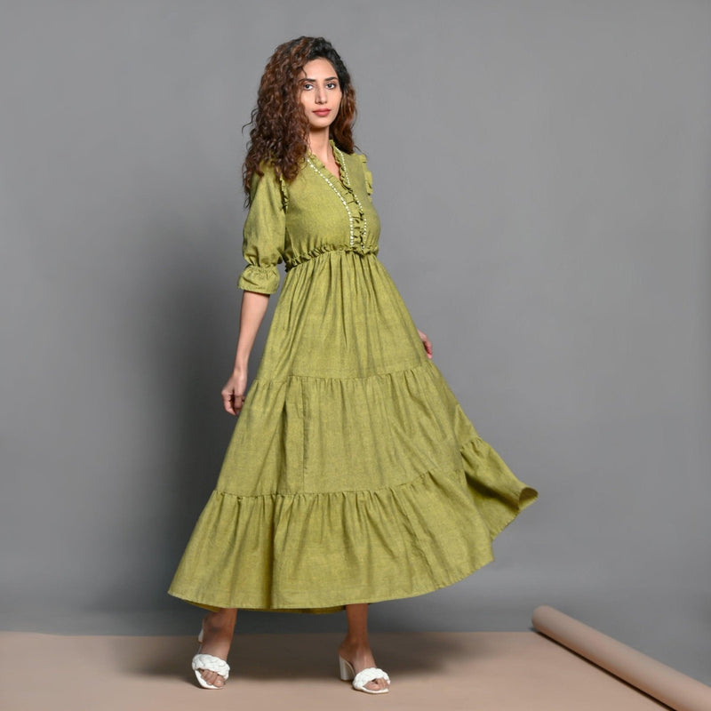 boho green maxi dress Zhenabia Zhe Maxi Dress
