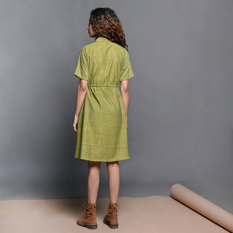 Olive Green Handspun Cotton Short Safari Dress 68" / Tall (5'7" and above) Olive Green Handspun Cotton Short Safari Dress 68" / Tall (5'7" and above)
