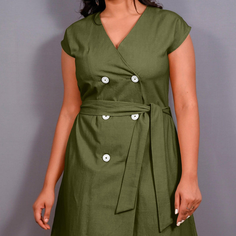 Buy Olive Green Warm Cotton Flannel Button-Down A-Line Midi Dress Online at SeamsFriendly Buy Olive Green Warm Cotton Flannel Button-Down A-Line Midi Dress Online at SeamsFriendly
