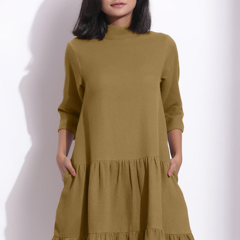 olive green high neck dress Olive green halter neck dress