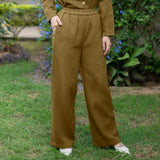 Olive Green Warm Cotton Waffle High-Rise  Elasticated Pant